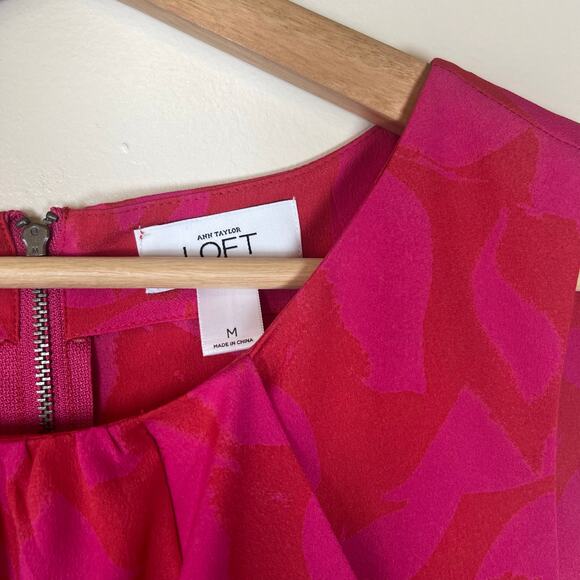 Ann Taylor Loft Medium Pink and Red Sleeveless Ruffle Blouse - Picture 2 of 7